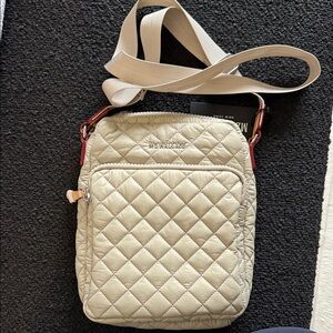 Mz Wallace Quilted Beige Crossbody Bag